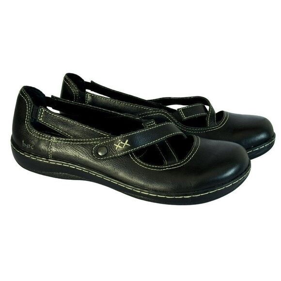 b.o.c. Born Concept 8M Black Leather Round Toe Cross-Over Front Slip-On Shoes - Picture 8 of 9